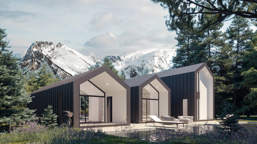 Prefab modular house. Sloping roof Sankt Moritz model
