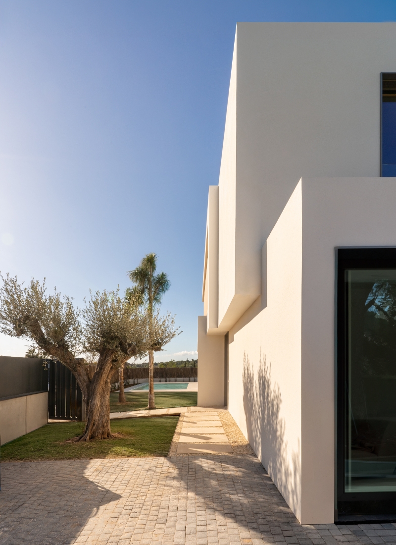 Außenbereich eines modularen Hauses