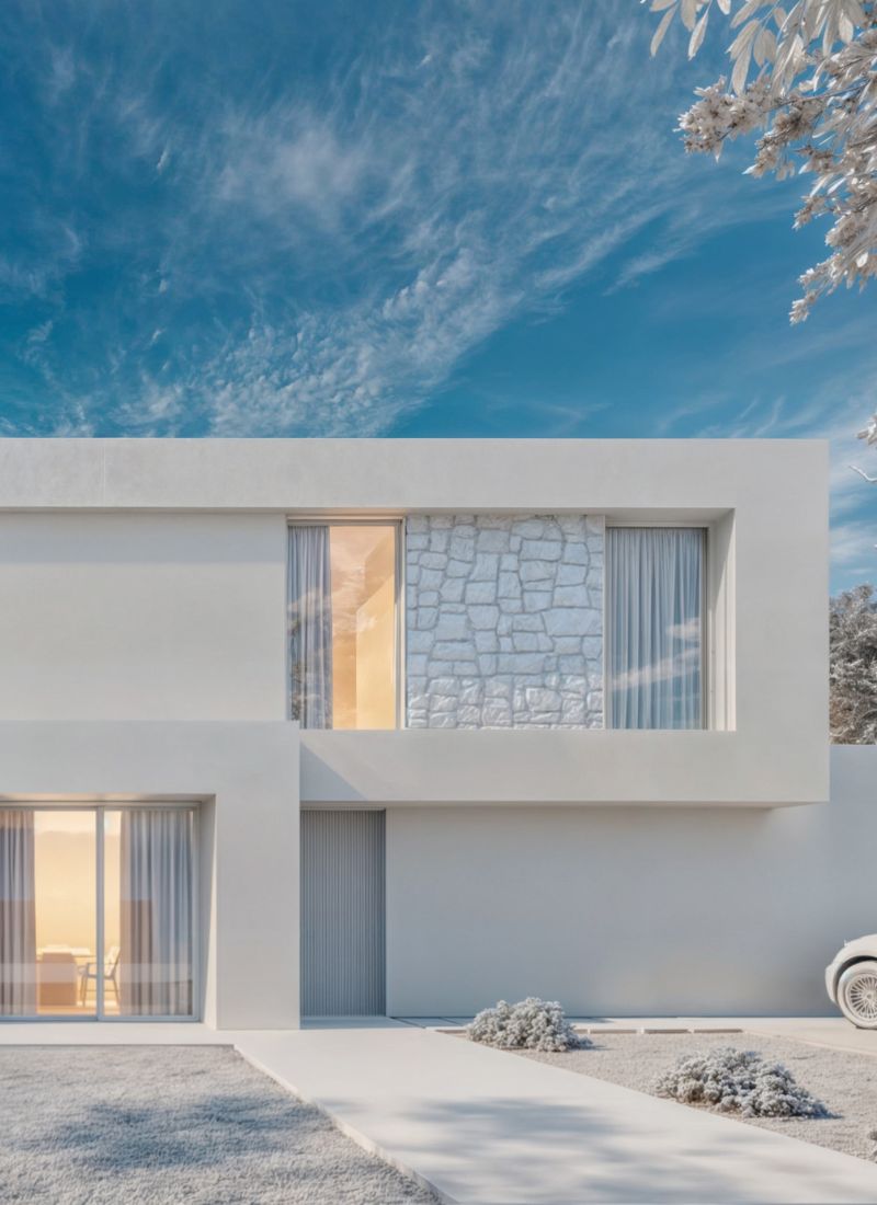 Modellansicht der Fassade eines modularen Hauses