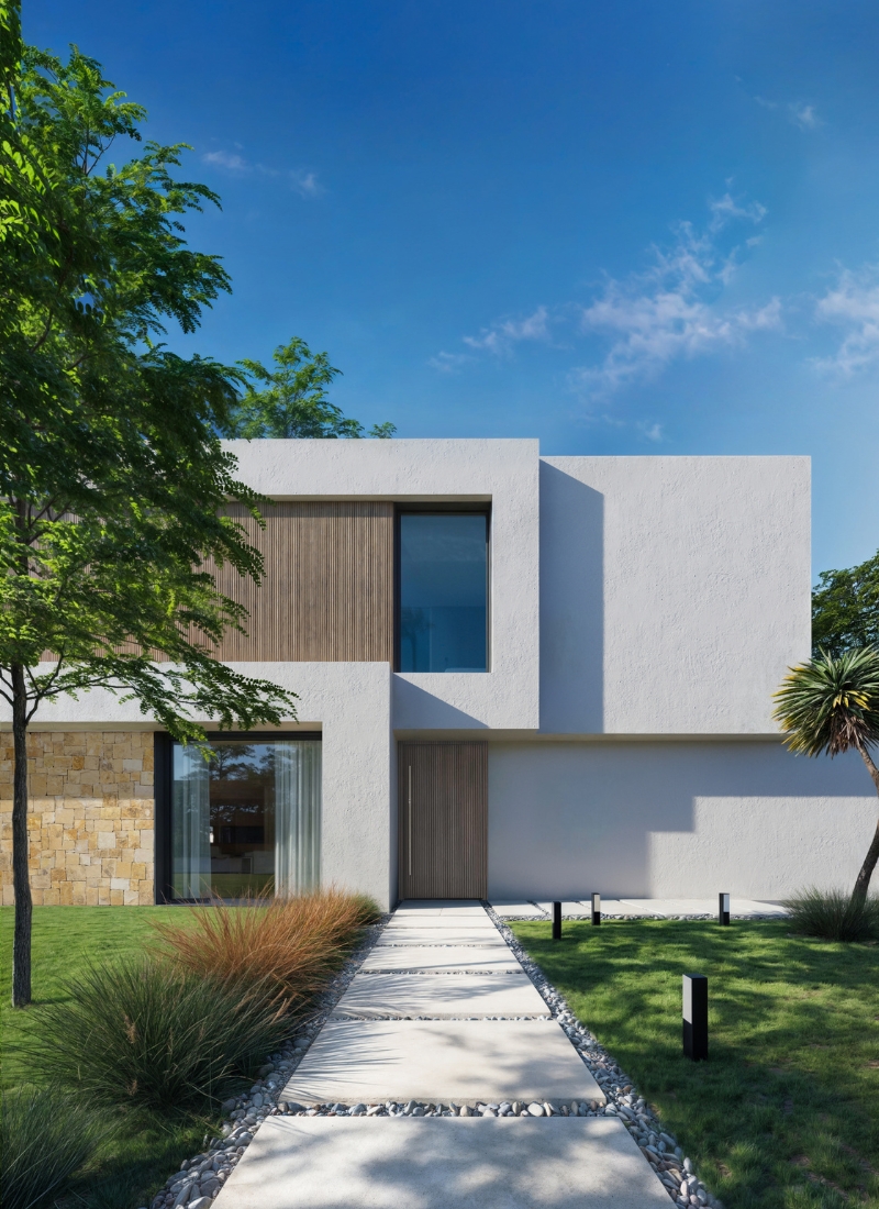 Stadtplanung für modulare Häuser im mediterranen Stil