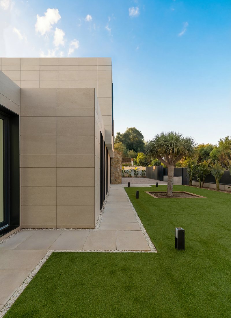 Aussenansicht modulhaus beton veranda