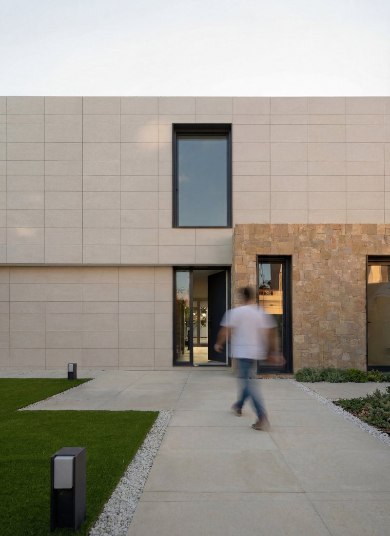 Eingang modulhaus fertighaus beton veranda