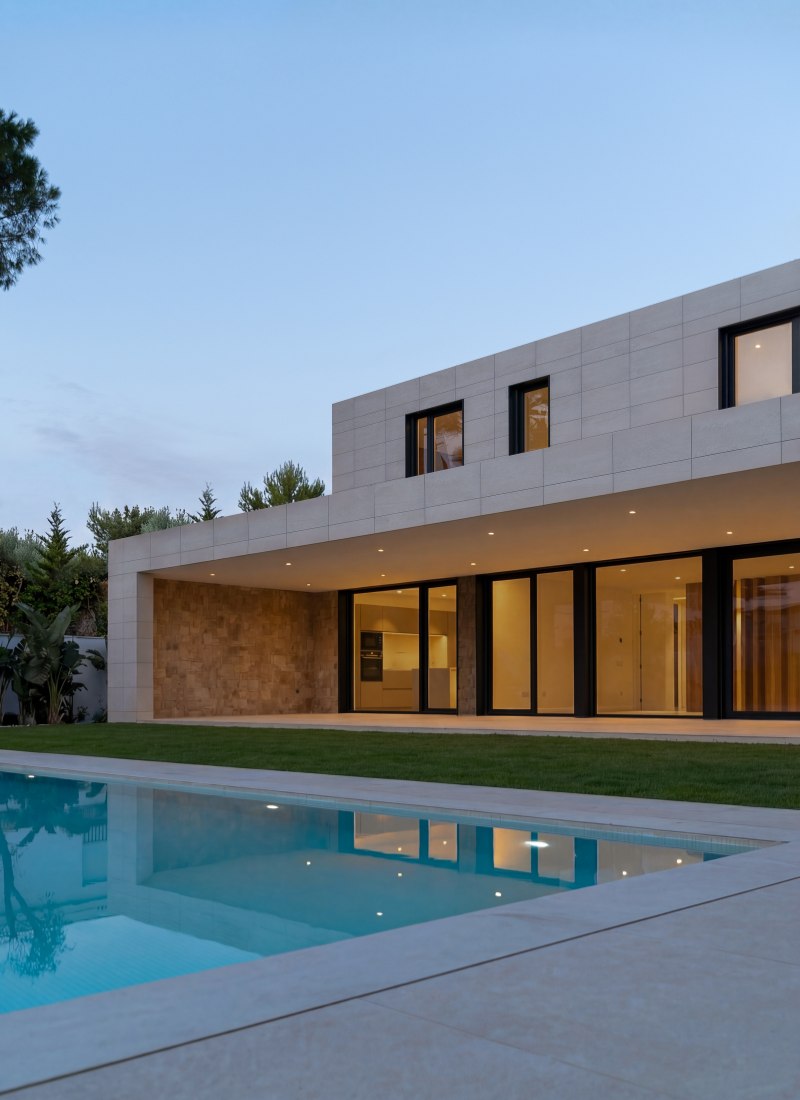 Fertighaus beton veranda pool | inHAUS