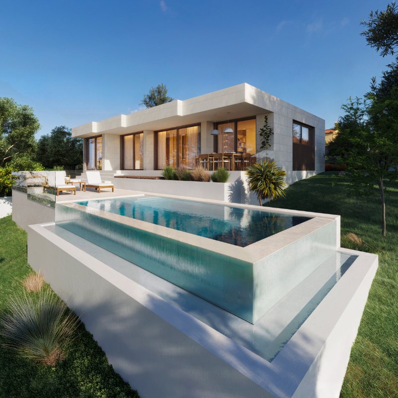 Modulhaus mit Infinity-Pool